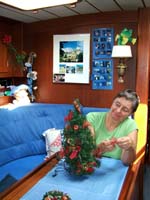 Renate schmückt den Baum